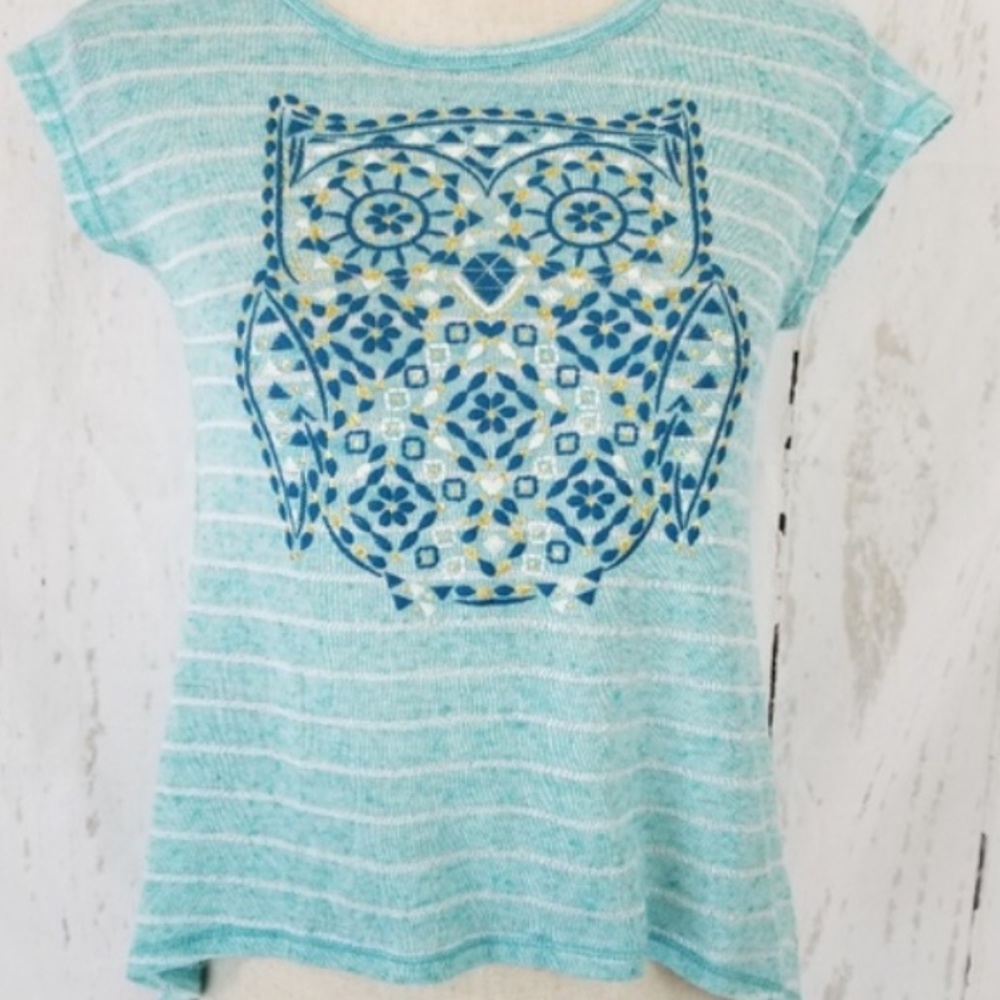 Blue And White Lace Owl Shirt